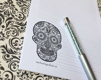 Unique Stationery Set, Sugar Skull Stationery, Letter Writing Set, Note Paper Set, Letter Paper Set, Personal Stationary, Skull Letter Paper