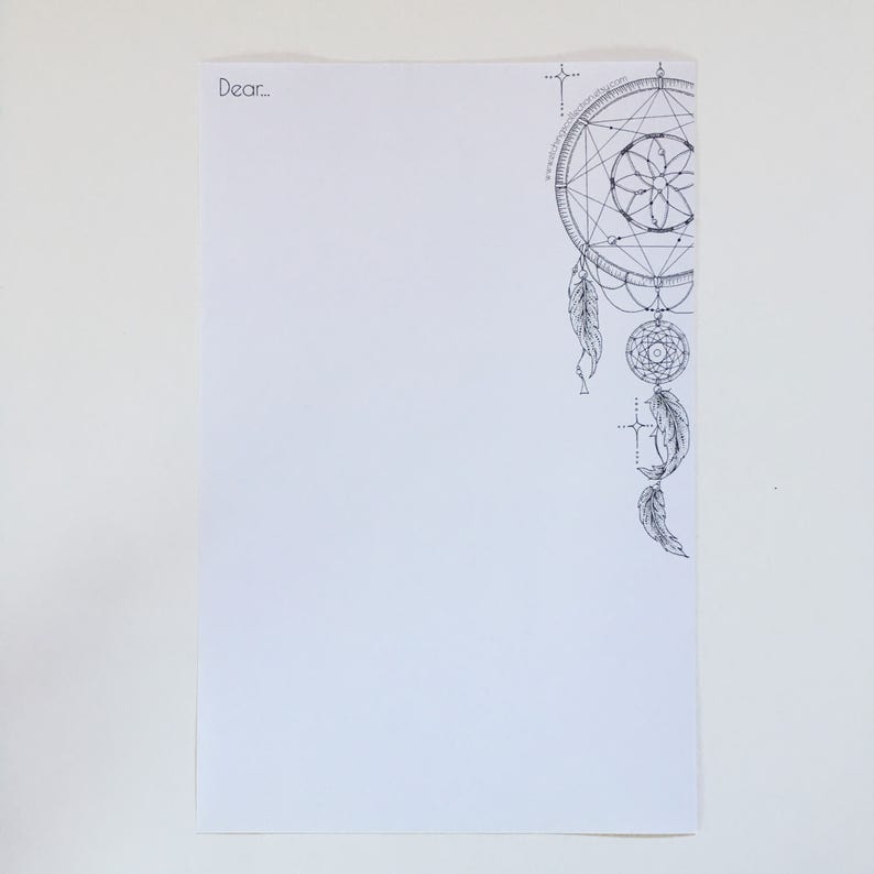 Dreamcatcher Letter Writing Set, Dreamcatcher Stationery Set, Boho Stationery, Cute Stationery, Personal Stationery, Monochrome Paper Set, image 4