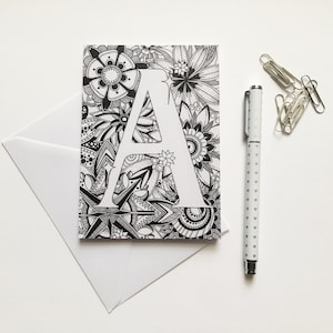 Handgemachte Karten, Name Kunstkarten, Zentangle Karten, Monogramm Karten, personalisierte Karten, erste Karten, Alphabet-Karten, Kunst-Grußkarten