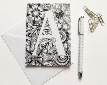 Handmade Cards, Name Art Cards, Zentangle Cards, Monogram Cards, Personalised Cards, Initial Cards, Alphabet Cards, Art Greeting Cards