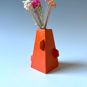 Vase, mini ceramic vase, orange vase, vase for flowers, vase for dried grasses, vase ceramic, orange vase gift, small gift, orange decor image 9