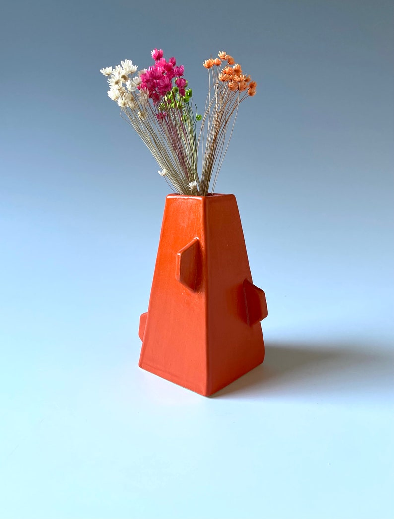 Vase, mini ceramic vase, orange vase, vase for flowers, vase for dried grasses, vase ceramic, orange vase gift, small gift, orange decor image 9
