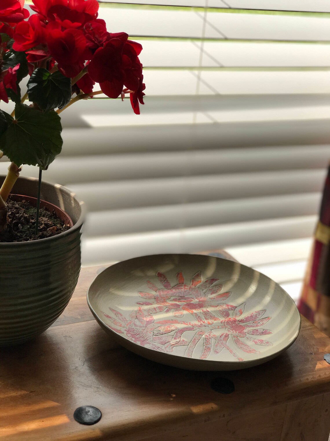 Ceramic Plate Wall Decor Home Decor Rustic Looking Red Etsy