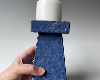 candle holder, candle holder ceramic, candlestick holder, ceramic candle holder, blue home decor, pale pink homewares, housewarming gift