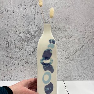 Bottle vase, blue vase for dried flowers, porcelain bottle vase, blue and white vase, blue ceramic vase, vase ceramic, vase gift for her image 2