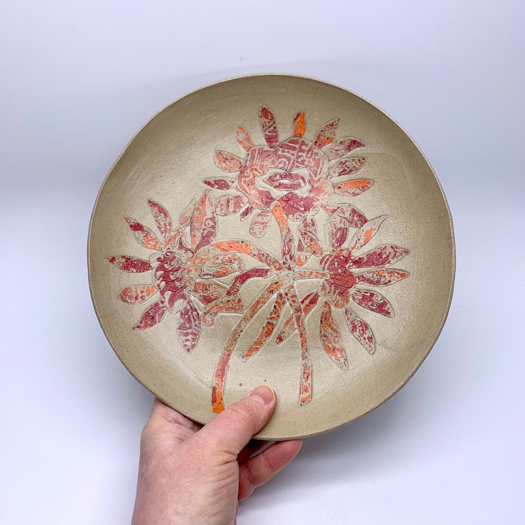 Ceramic Plate Wall Decor Home Decor Rustic Looking Red Etsy