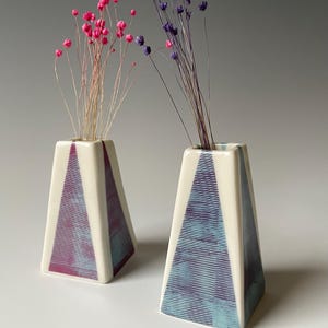 Pink blue mini vase, small pink blue vase, porcelain mini vase, blue pink ceramic vase, vase gift for her, housewarming gift, vase gift