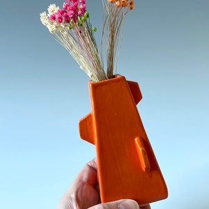 Vase, mini ceramic vase, orange vase, vase for flowers, vase for dried grasses, vase ceramic, orange vase gift, small gift, orange decor image 7