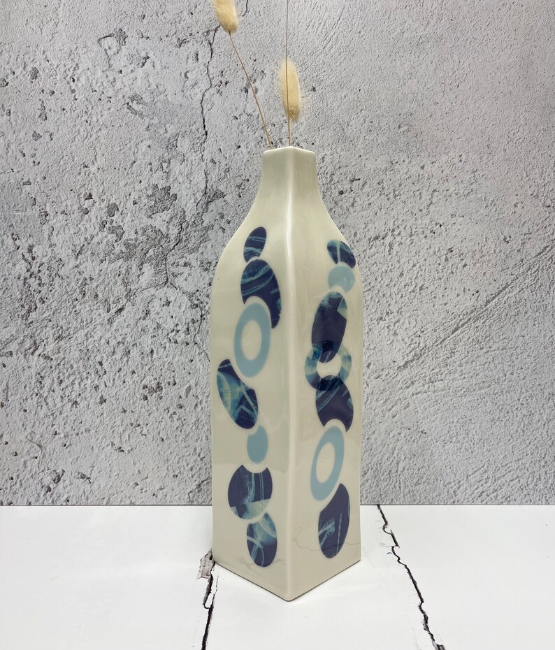 Bottle vase, blue vase for dried flowers, porcelain bottle vase, blue and white vase, blue ceramic vase, vase ceramic, vase gift for her Large bottle A