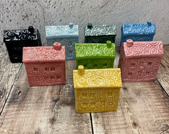 Miniature house - mini house ornament - paisley house - paisley - housewarming gift - ceramic house - pottery house - miniature house