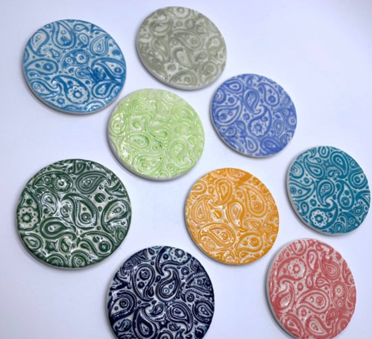 Paisley Coasters, Ceramic Coasters, Paisley, Creamy Yellow Coasters,  Coasters UK, Coasters Ceramic, Paisley Decor, Paisley Design 