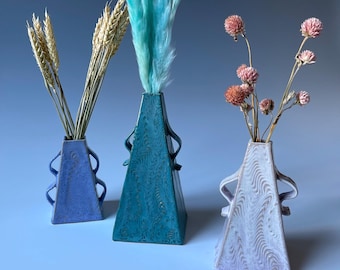 Ceramic vase, teal vase, modern vase, vase ceramic, vases decor, vase for dried flowers, vase gift for her, pink ceramic vase, unique homes