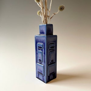 Jarrón de cerámica, jarrón de cerámica, jarrón retro, jarrón para flores secas, jarrón de regalo para ella, jarrón azul lila, jarrón azul, jarrón de porcelana de regalo