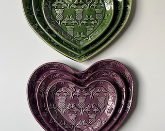 Platos de cerámica con cardo, platos de cardo, regalos escoceses, regalo de Escocia, plato de cardo escocés, regalo de Escocia, hecho en Escocia
