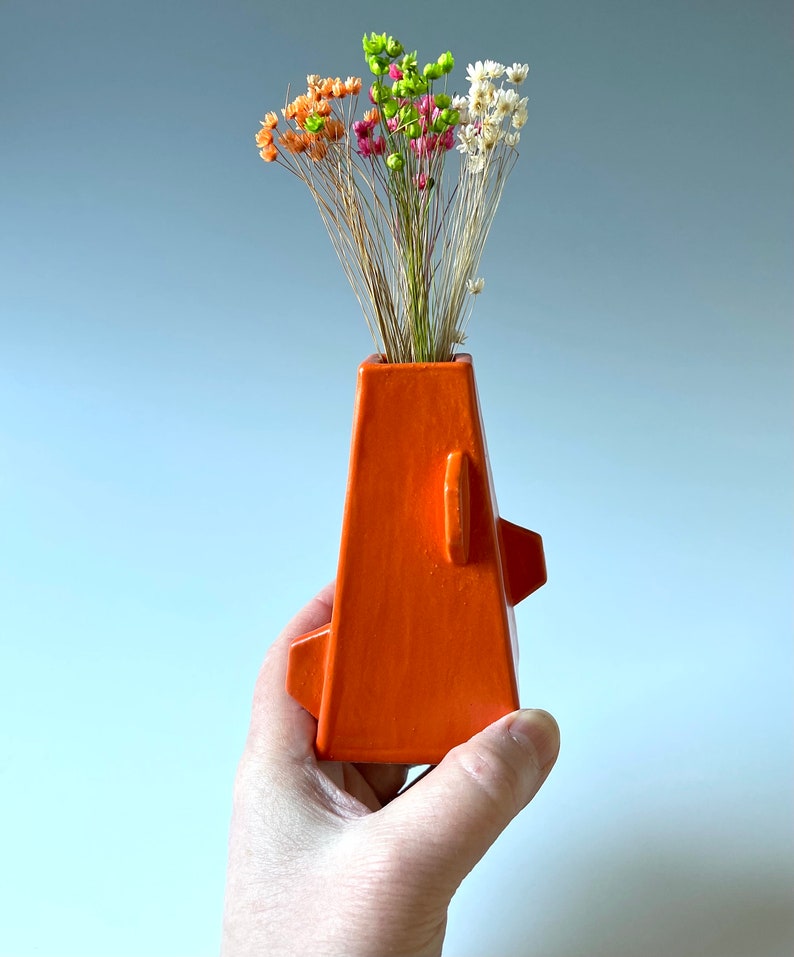 Vase, mini ceramic vase, orange vase, vase for flowers, vase for dried grasses, vase ceramic, orange vase gift, small gift, orange decor image 6
