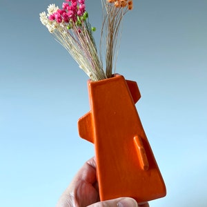 Vase, mini ceramic vase, orange vase, vase for flowers, vase for dried grasses, vase ceramic, orange vase gift, small gift, orange decor image 10