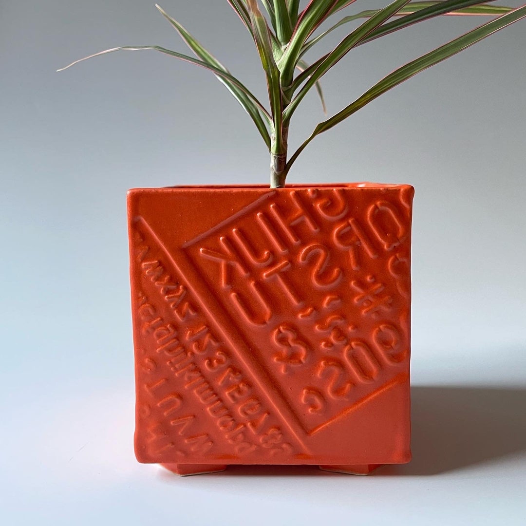 Orange Plant Pot Orange Ceramic Planter Ceramic Plant Pot Etsy