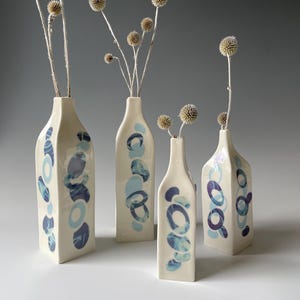 Bottle vase, blue vase for dried flowers, porcelain bottle vase, blue and white vase, blue ceramic vase, vase ceramic, vase gift for her