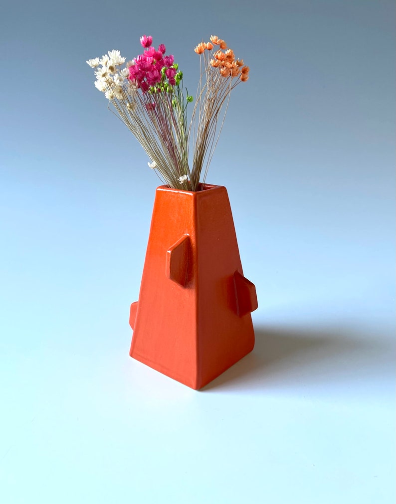 Vase, mini ceramic vase, orange vase, vase for flowers, vase for dried grasses, vase ceramic, orange vase gift, small gift, orange decor image 8