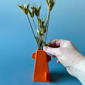 Vase, mini ceramic vase, orange vase, vase for flowers, vase for dried grasses, vase ceramic, orange vase gift, small gift, orange decor image 3