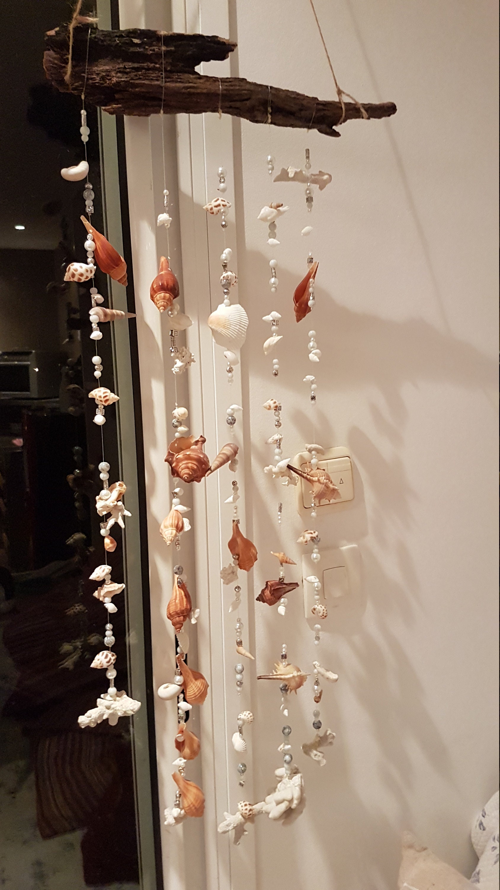 Mobile Bois Flotté Perles et Coquillages