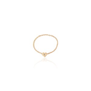14K Gold & Diamond Soft Chain Mini Heart Ring