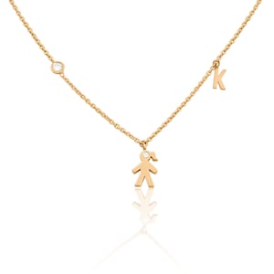 Colar Mom personalizado em ouro 14k e diamante com inicial e pedra de nascimento