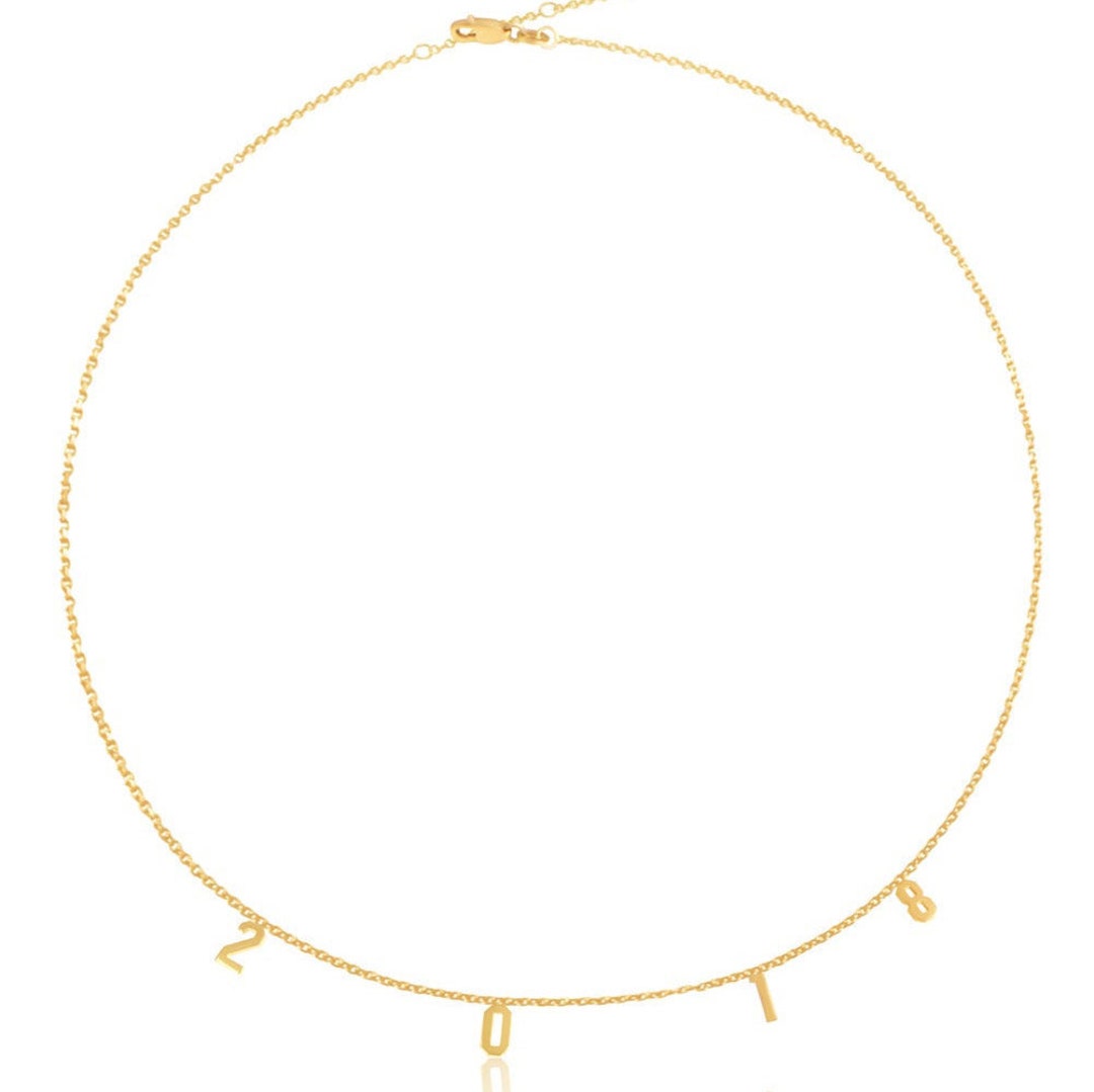 14k Gold Personalized Number Necklace - Etsy