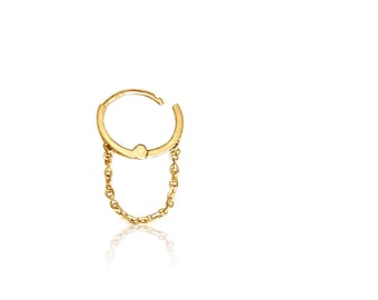 14KT Gold Mini Chain Huggie Clicker Earring