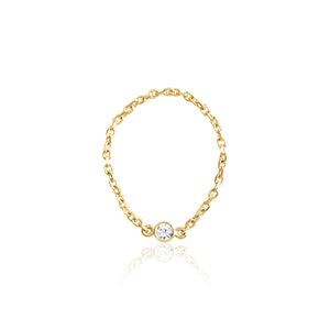 14K Gold Birthstone Soft Chain Ring