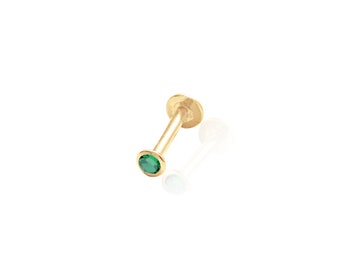 14K Gold Push Flat Back Birthstone Earring