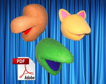 3 x Creature Puppet Head Pattern Bundle – Easy Foam & Fleece (PDF)