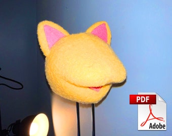 Puppet Head Pattern Digital Download - "Cat" - Foam and Fleece/Fur