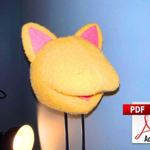 Puppet Head Pattern Digital Download - "Cat" - Foam and Fleece/Fur