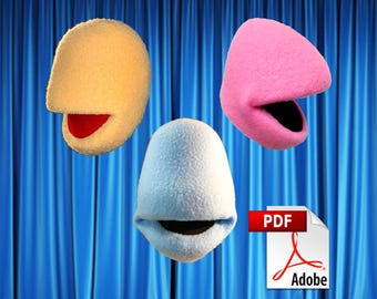 3 x Human Puppet Head Pattern Bundle – Easy Foam & Fleece (PDF)