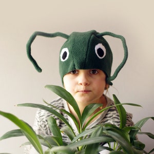 Kids Grasshopper Costume Hat Montessori Play Cap, Green Bug Dress Up Headwear for Carnival & Pretend Play image 2