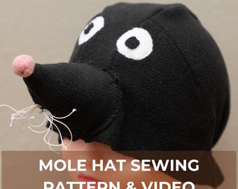 Plush Mole Hat Sewing Pattern for Kids - Fleece Animal Costume Tutorial PDF Download