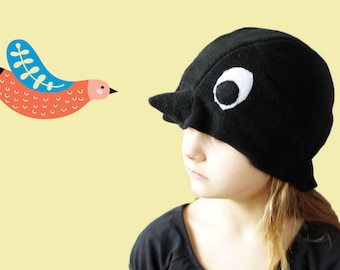Black Bird Costume Hat: Kids Halloween Fleece Photo Prop