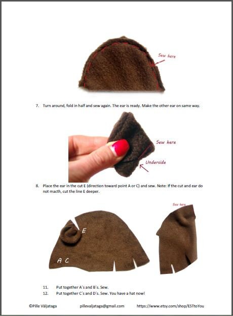 Bear Costume Hat Sewing Pattern, Good for Halloween, DIY Kids Costume ...