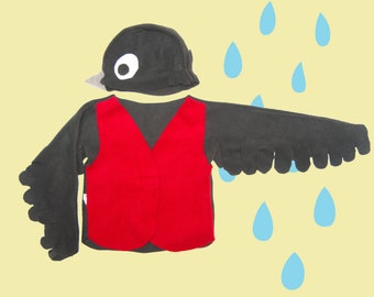 Bullfinch costume for kids, Halloween costume, bullfinch vest and hat set, kids bird costume, 3T-6T, toddler  bird outfit