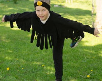 Black Bird Costume: Fleece Wings & Headband
