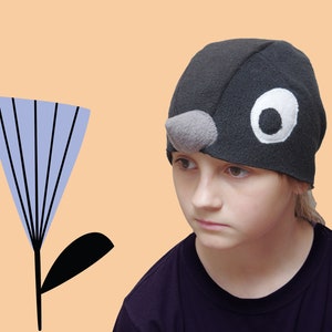 Zwarte vogel kostuumhoed: fleece kinderen Halloween-cosplay