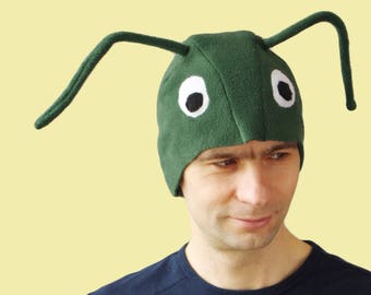 Fleece Grasshopper Costume Hat | Adult Bug Feeler Carnival Mask | Funny Anttennae