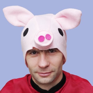 Pig costume hat for Halloween,  Pink Pig mask for adult Men or women, Be cool and funny in carnival