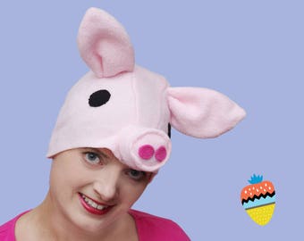 Pig piggy costume hat for Halloween, Carnival mask for man and woman