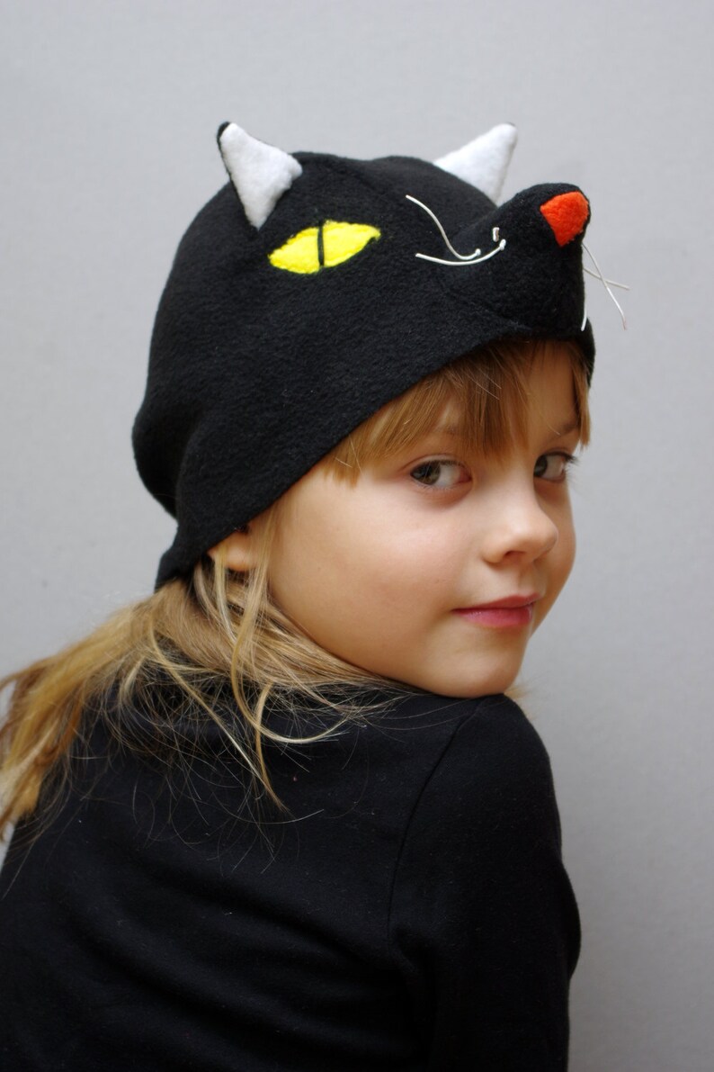 Black Cat Kid Halloween Costume Hat and Furry Tail Kid Dress Etsy