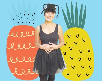 Adult Ant Costume: Black Dress & Fleece Hat (US4-US10)