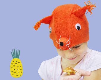 Squirrel costume hat, animal costume for Halloween, toddler pretend play, Simple kids costume, kids Halloween costume