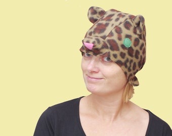 Handmade Leopard Costume Hat: Fleece Adult Dress-Up