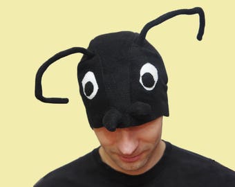 Adult Halloween costume hat, black ant hat, bug feeler hat, bug costume, have fun carnival